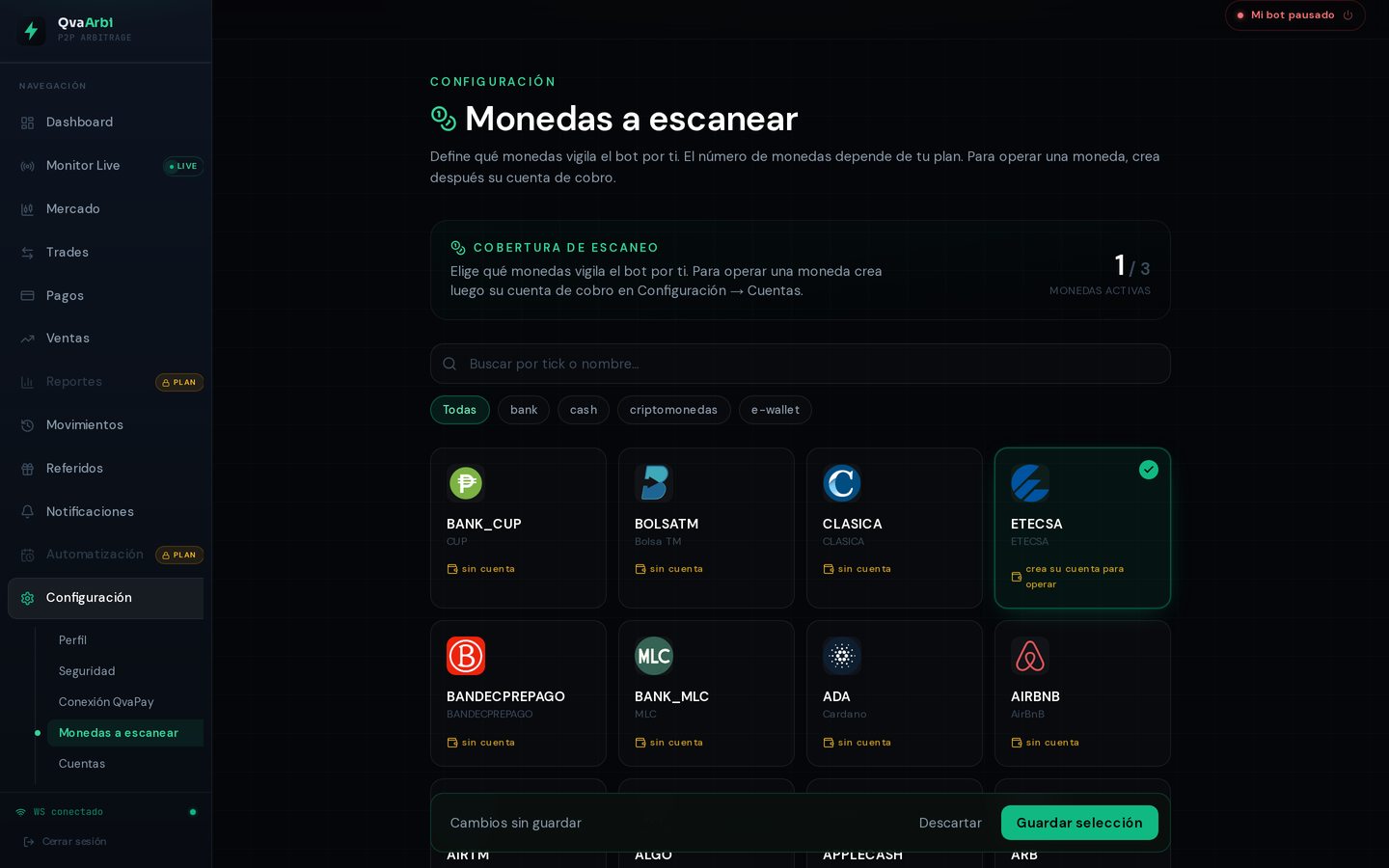 Moneda seleccionada