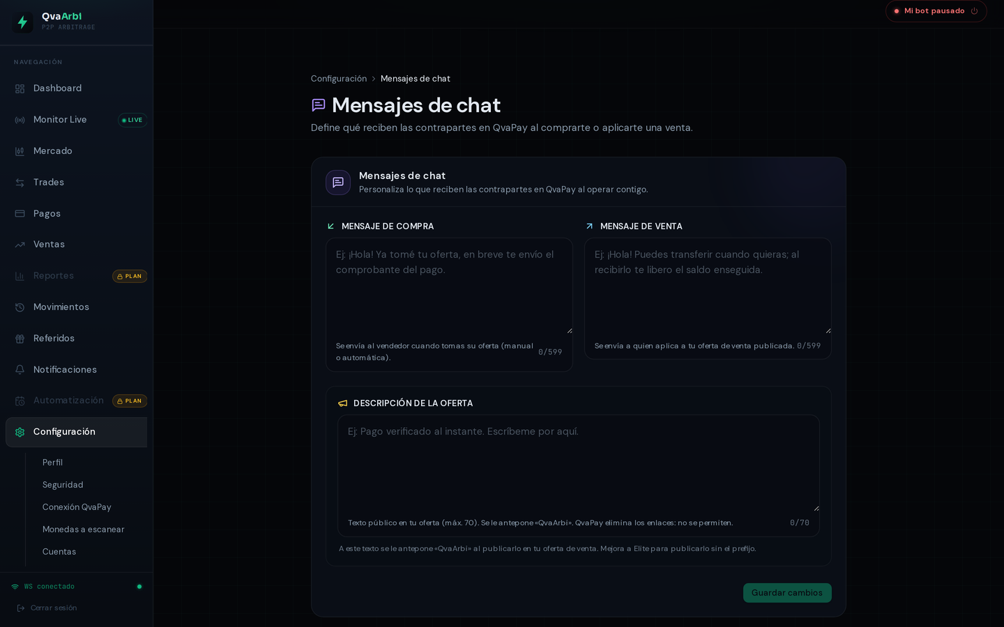 Mensajes de chat