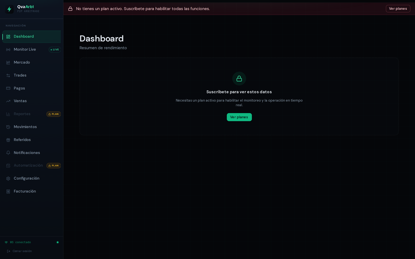 Dashboard sin plan